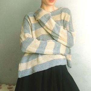 Yellow Gray Striped Grunge Kurt Cobain Sweater